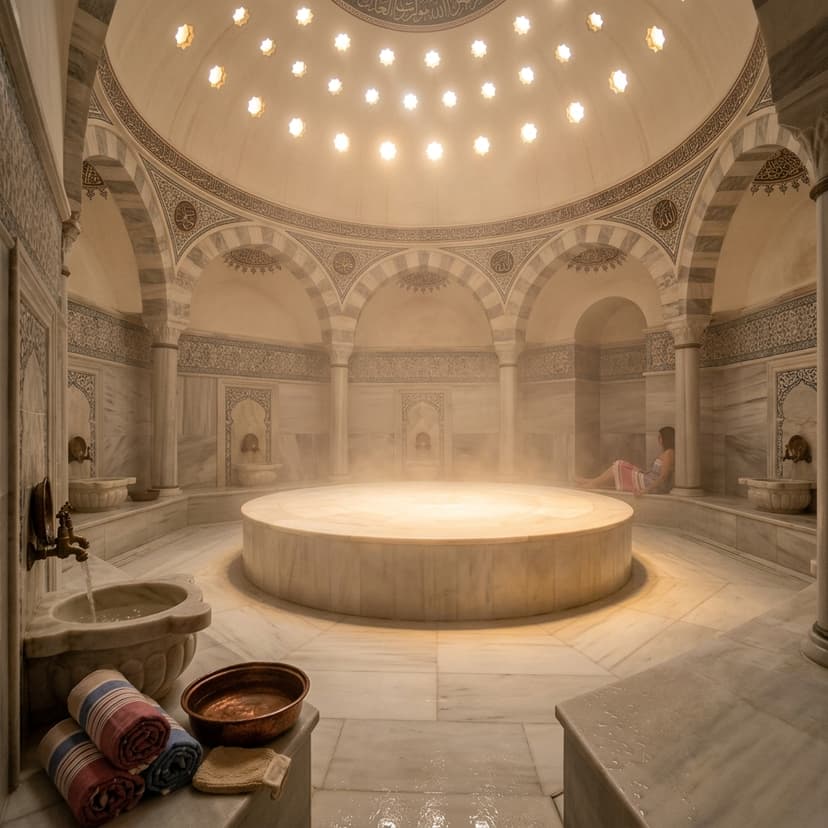 Traditional Turkish Hammam marble chamber
