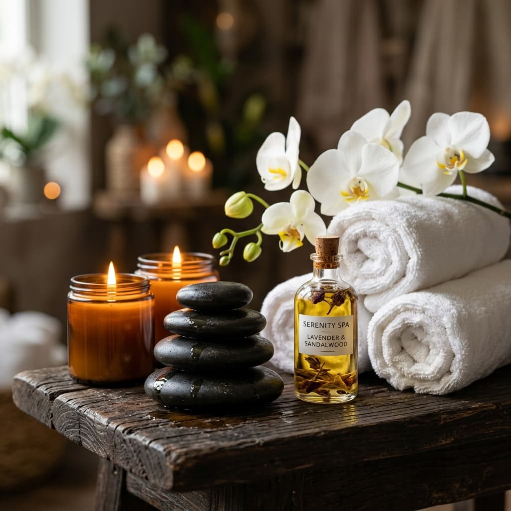 Aesthetic relaxation ambient candles and spa setup