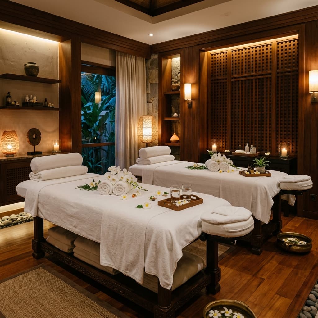 Serene spa interior with warm lighting